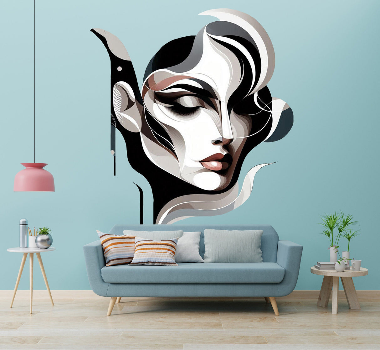 Product gallery view of Abstract Woman Face Wall Decal Sticker.