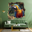 Colorful macaw parrot wall decal with a tropical visual depth effect