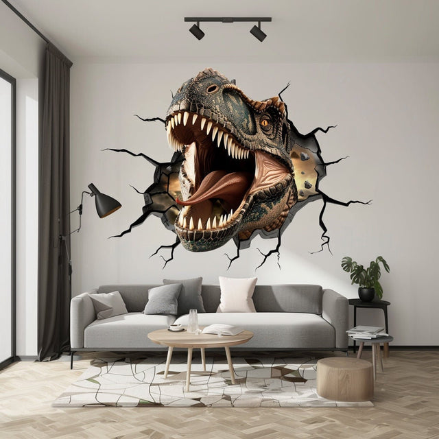 Roaring Carnotaurus wall decal for dinosaur room decor, Design 2