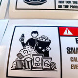 Additional product view of Funny Danger Warning Label Stickers Set.