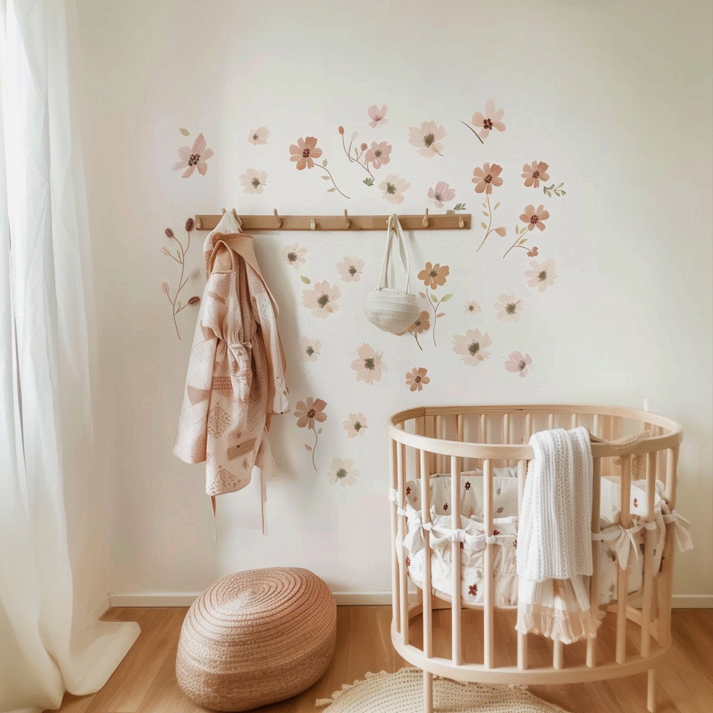 Product gallery view of Boho Nursery Floral Flower Wall Decals.
