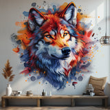 Alternate product view of Vibrant Watercolor Wolf Head Wall Decal.