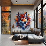 Product gallery view of Vibrant Watercolor Wolf Head Wall Decal.