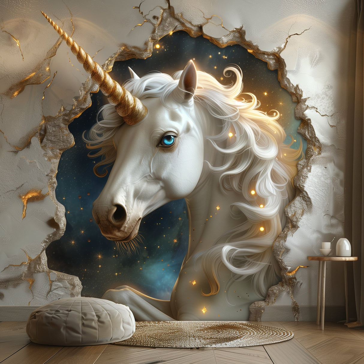 Alternate product view of 3D Fantasy Unicorn Wall Decal Sticker.
