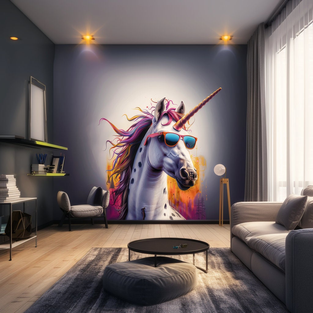 Alternate product view of Photorealistic Unicorn Wall Sticker.