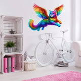 Alternate product view of Rainbow Flying Cat with Wings Wall Sticker Decals.