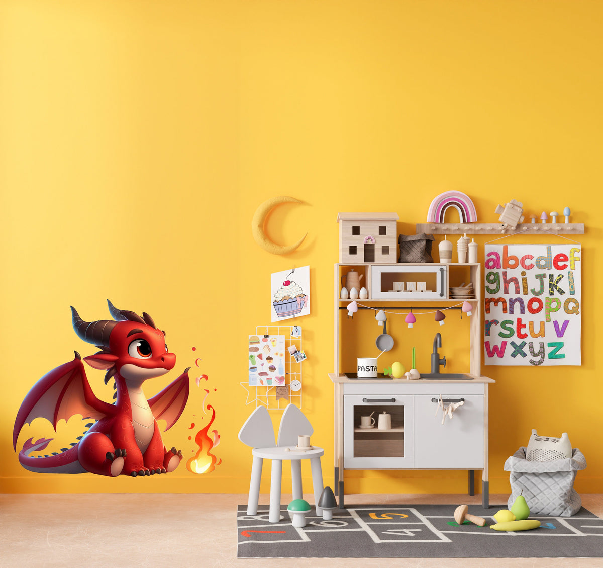Product gallery view of Cute Red Baby Dragon Wall Decal Sticker.