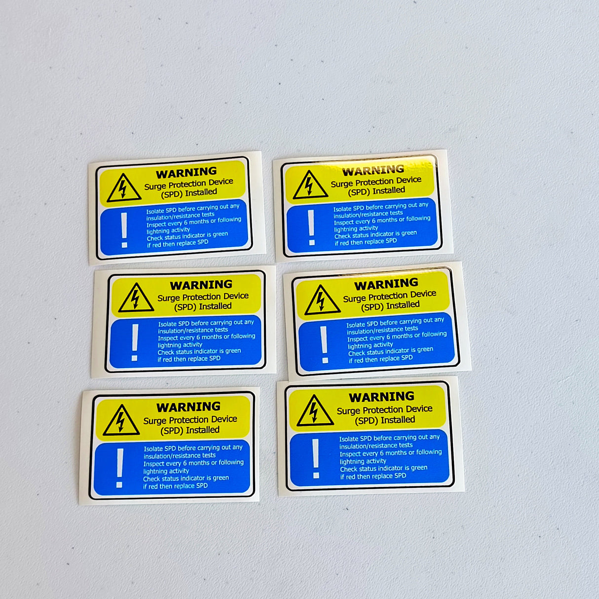Alternate product view of Surge Protection Device (SPD) Warning Label.