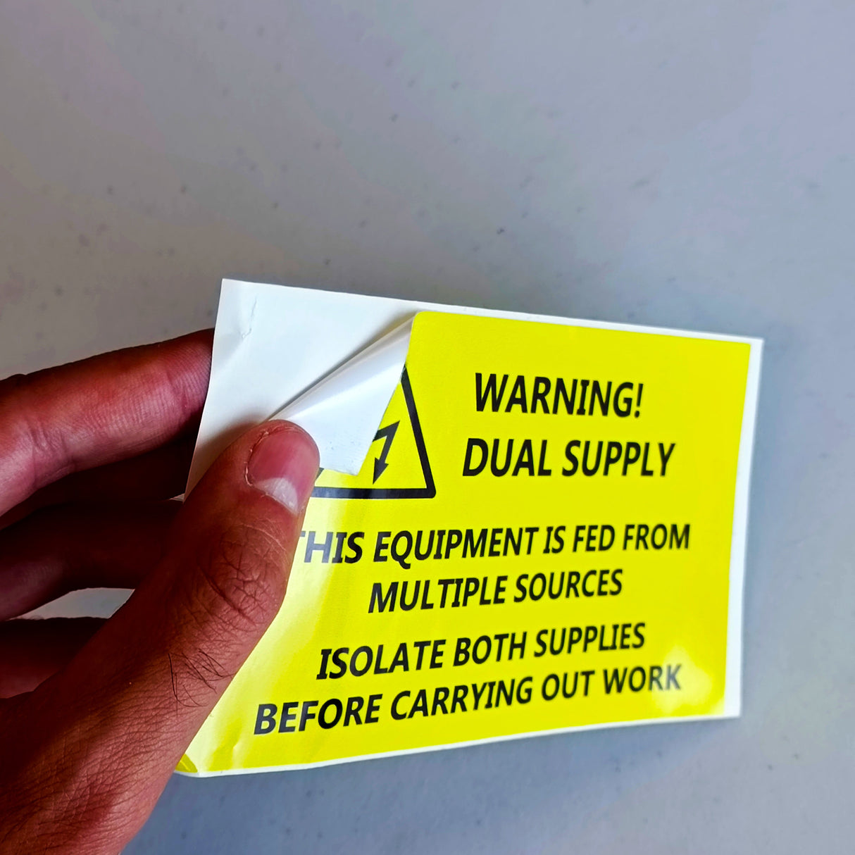 Alternate product view of 6x Dual Supply Warning Label Sticker.