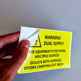 Alternate product view of 6x Dual Supply Warning Label Sticker.
