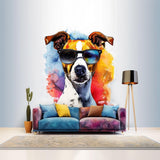 Product gallery view of Colorful Jack Russell Terrier Wall Sticker with Sunglasses.