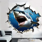 3D Realistic White Shark Wall Decal displayed in a room setting.