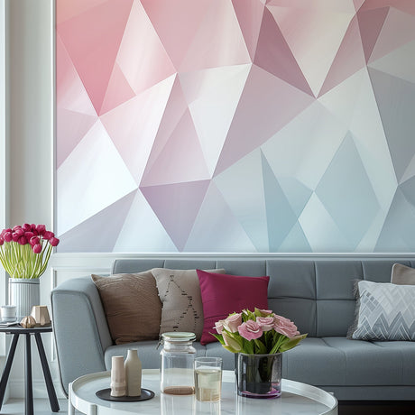 Pastel Geometric Wall Sticker displayed in a room setting.