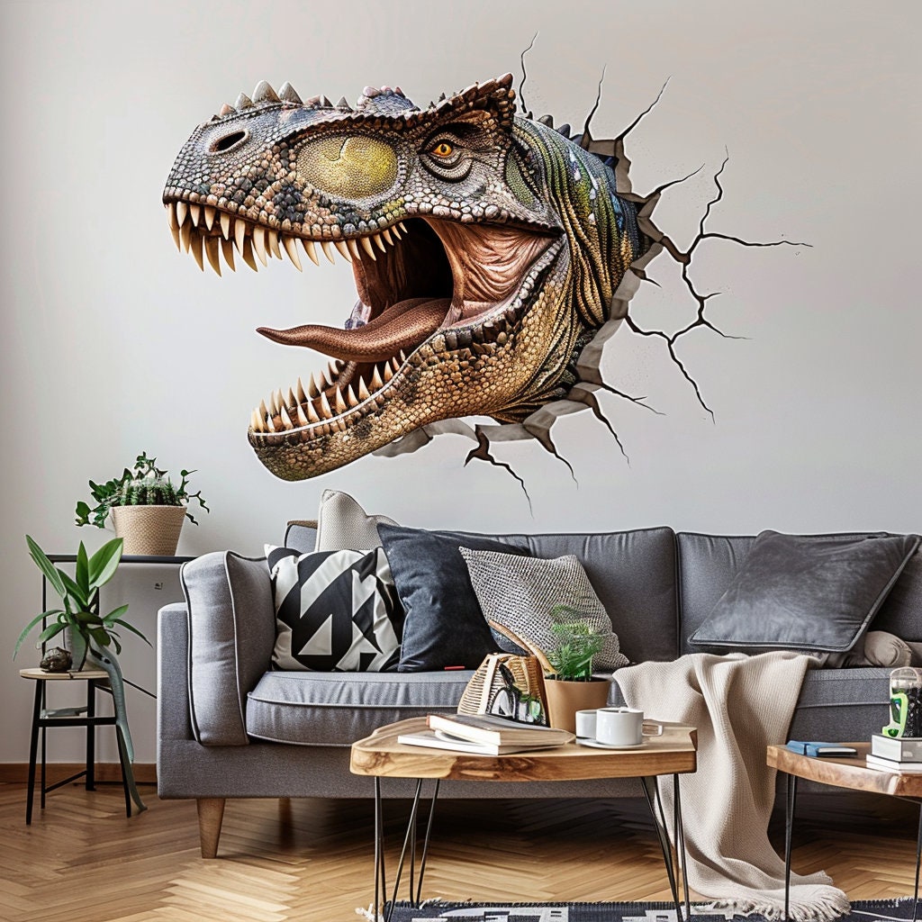 Alternate product view of 3D Carnotaurus Head Wall Decal.