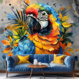 Alternate product view of Vibrant Watercolor Macaw Parrot Wall Decal Sticker.