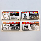 Product view of Funny Warning Label Stickers Set.