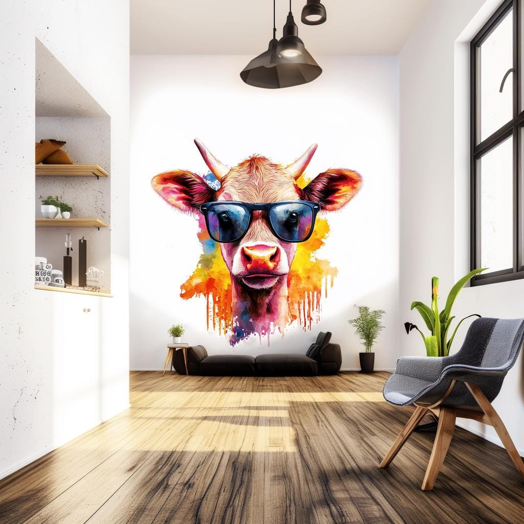 Alternate gallery view of Baby Cow with Sunglasses Sticker.