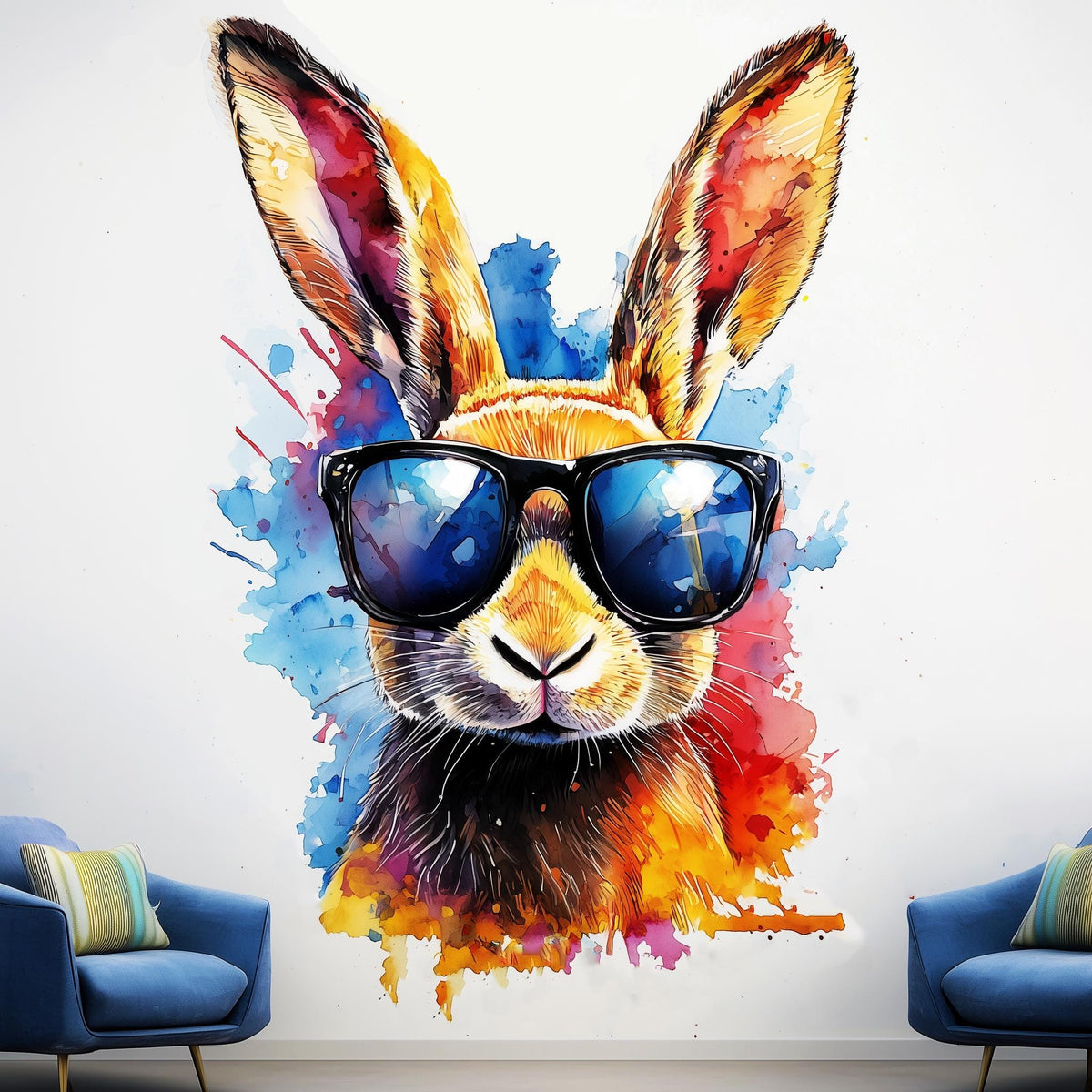 Additional product view of Stylish Rabbit with Sunglasses Wall Decal.