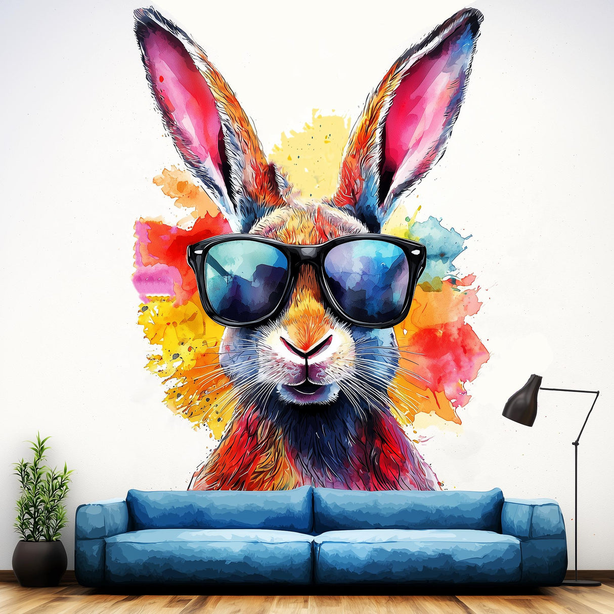 Additional product view of Colorful Rabbit with Sunglasses Wall Decal.