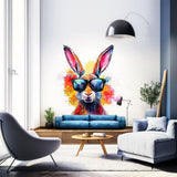 Alternate gallery view of Colorful Rabbit with Sunglasses Wall Decal.