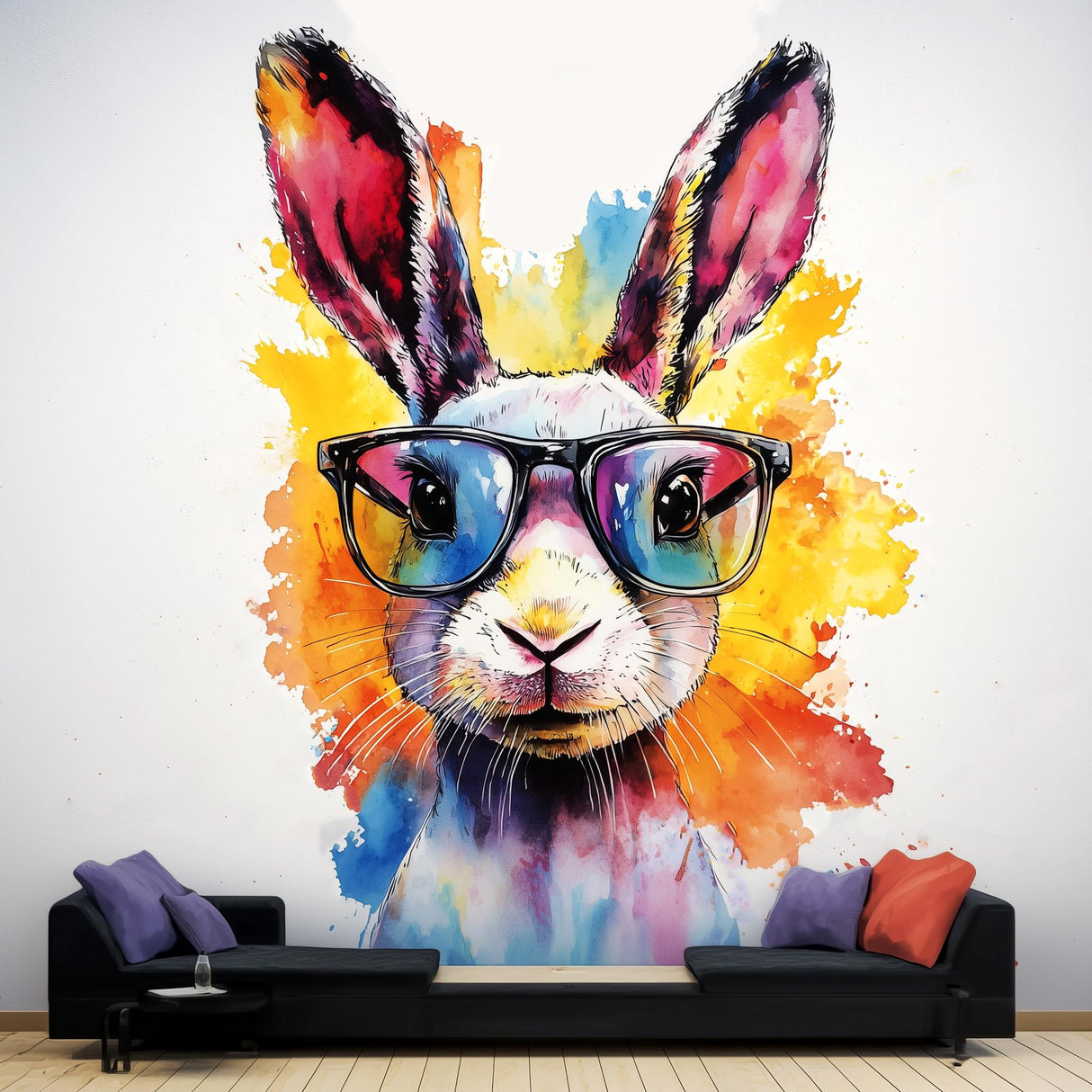 Additional product view of Vibrant Rabbit with Sunglasses Wall Decal.