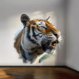 Photorealistic Tiger Wall Decal Sticker displayed in a room setting.