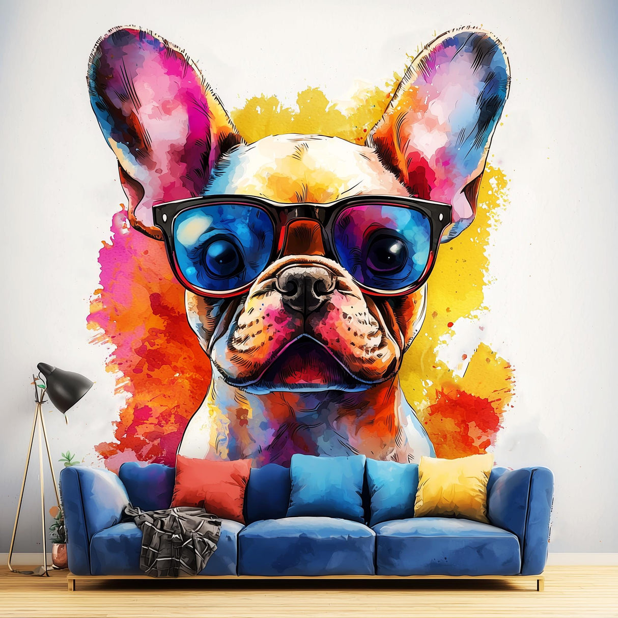 Additional product view of Adorable Baby French Bulldog Wall Decal with Sunglasses.