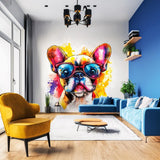Alternate gallery view of Vibrant Baby French Bulldog Wall Decal with Colorful Sunglasses.
