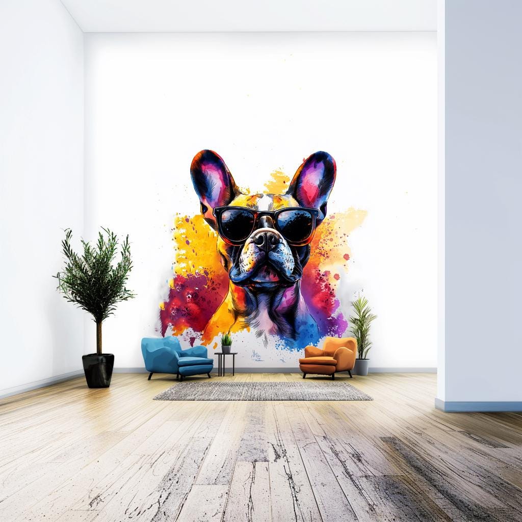Alternate gallery view of Chic French Bulldog Wall Decal with Stylish Sunglasses.