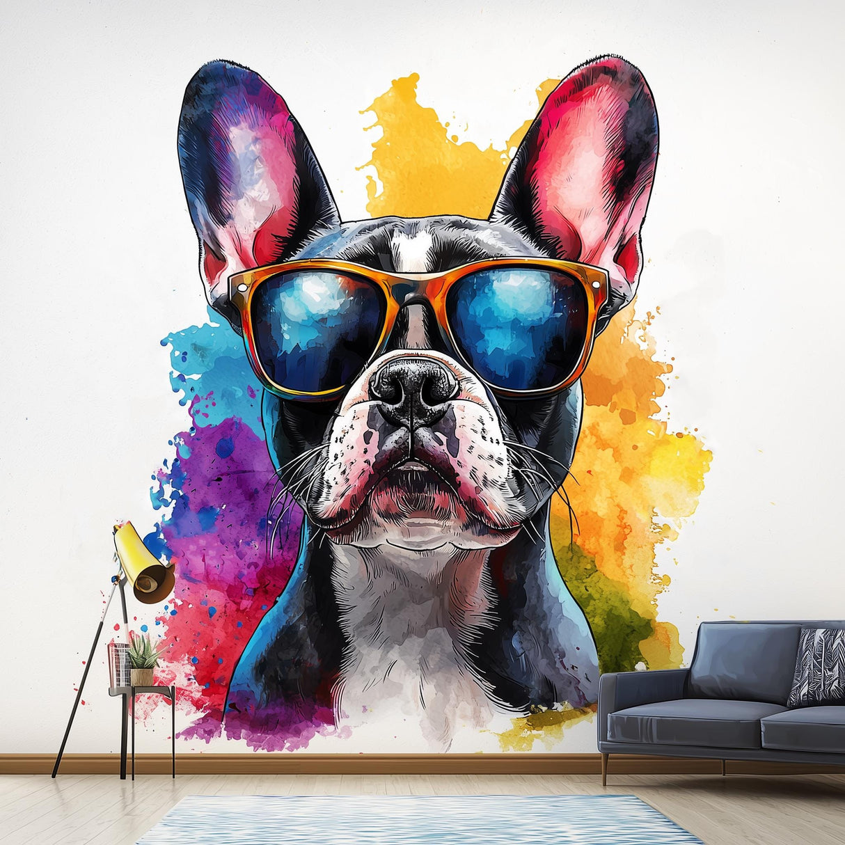 Additional product view of French Bulldog Wall Decal with Sunglasses.