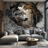 Alternate product view of Realistic 3D Wolf Forest Wall Decal Sticker.