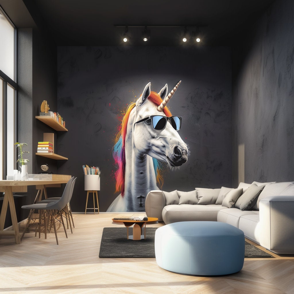 Alternate product view of Graffiti Unicorn Wall Sticker.