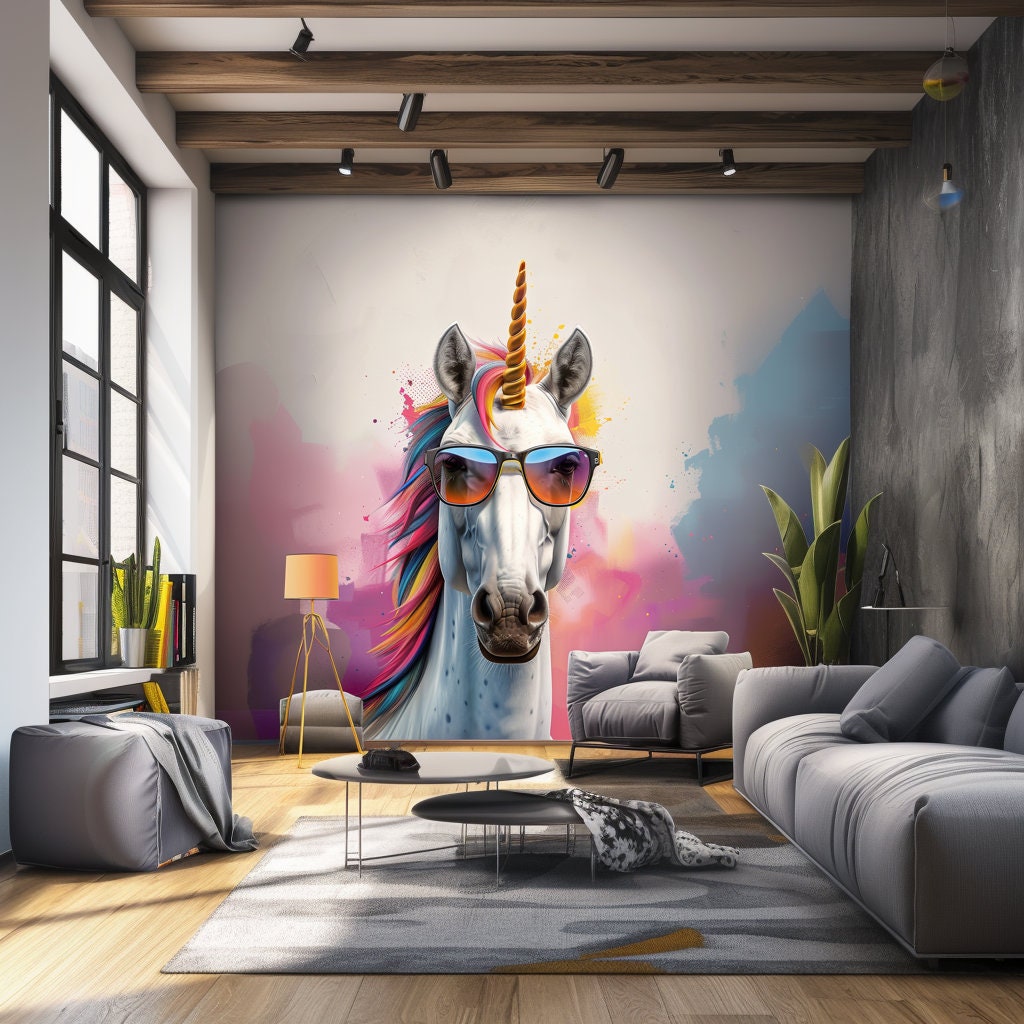 Product gallery view of Photorealistic Graffiti Unicorn Wall Sticker.