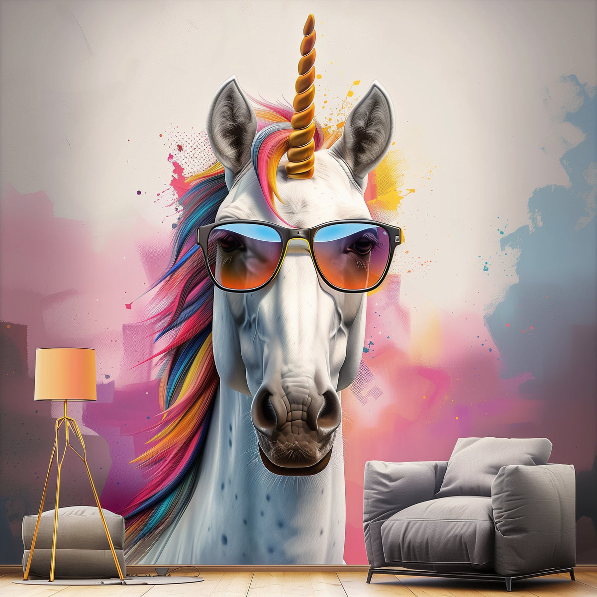 Alternate product view of Photorealistic Graffiti Unicorn Wall Sticker.