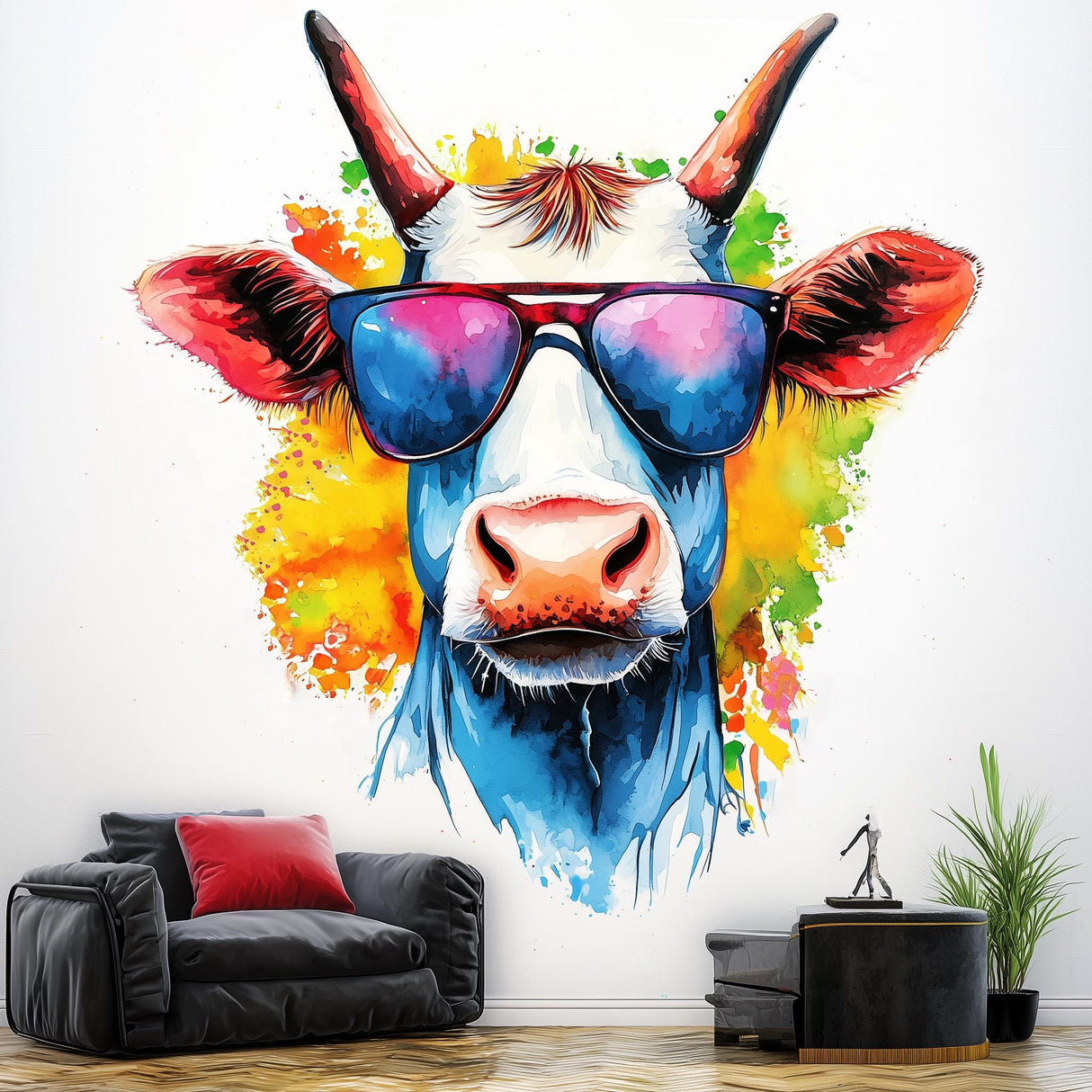 Additional product view of Cool Cow with Sunglasses Wall Decal.