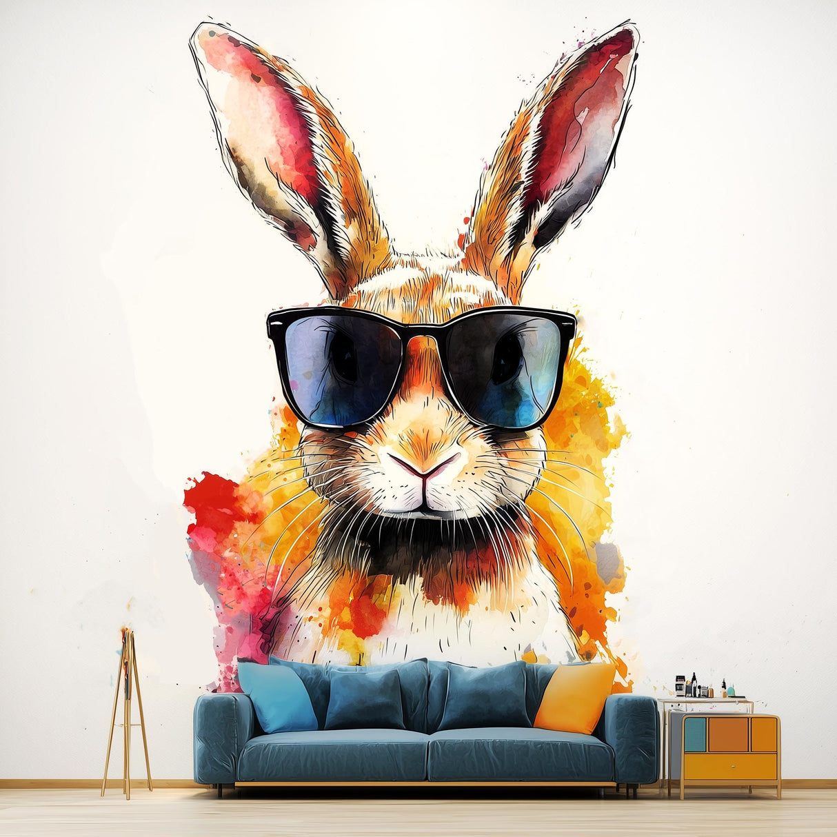 Additional product view of Colorful Rabbit with Sunglasses Wall Decal.