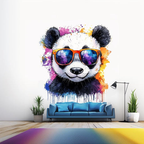 Adorable Baby Panda Wall Decal displayed in a room setting.