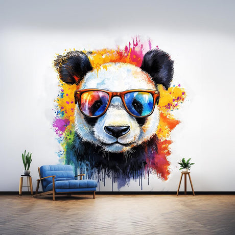 Colorful Baby Panda Wall Decal displayed in a room setting.