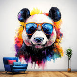 Alternate product view of Vibrant Panda Wall Decal with Sunglasses.