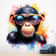 Colorful Baby Chimpanzee Wall Sticker displayed in a room setting.