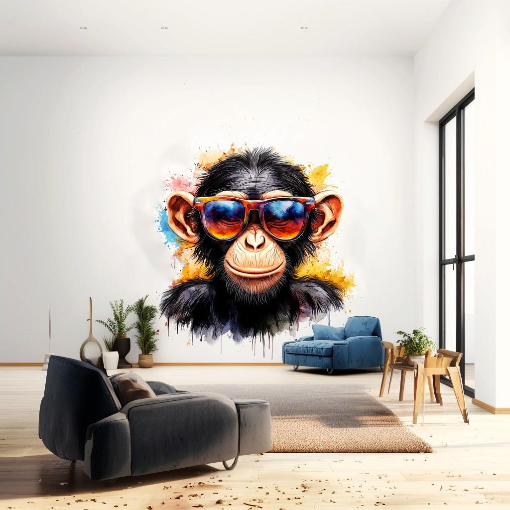 Product gallery view of Vibrant Baby Chimpanzee Wall Sticker.
