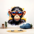 Vibrant Baby Chimpanzee Wall Sticker displayed in a room setting.