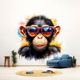 Vibrant Baby Chimpanzee Wall Sticker displayed in a room setting.