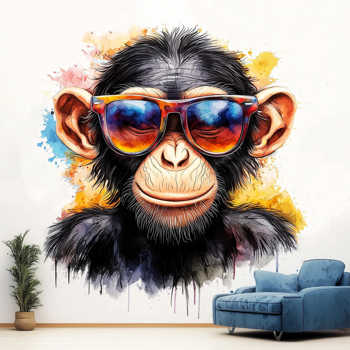 Alternate product view of Vibrant Baby Chimpanzee Wall Sticker.