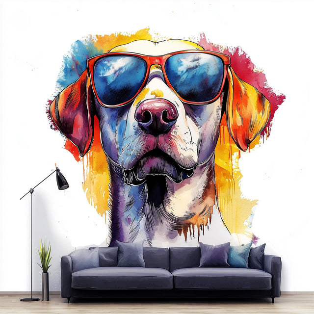 Vibrant Labrador Retriever Wall Sticker displayed in a room setting.