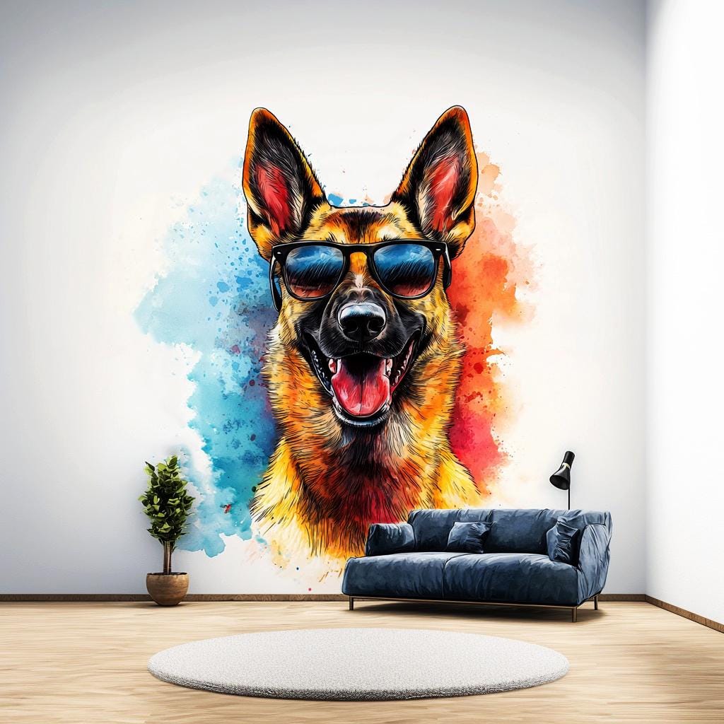 Alternate gallery view of Colorful German Shepherd Wall Sticker.