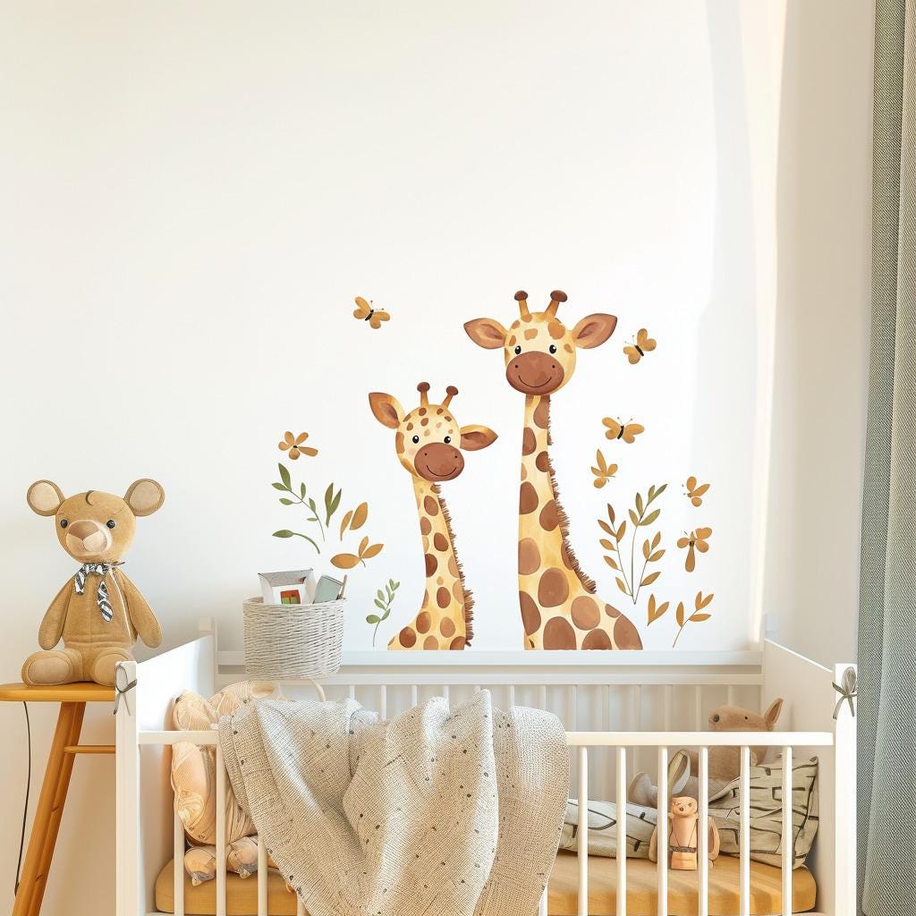 Additional product view of Playful Giraffe Wall Decal.