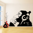 Thinking monkey with headphones wall sticker.