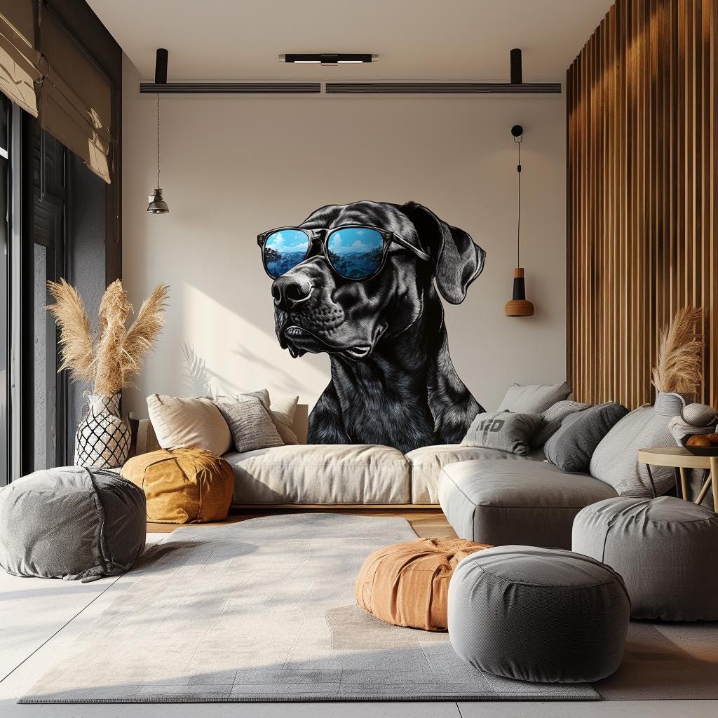 Additional product view of Cool Black Dog with Sunglasses Wall Decal.