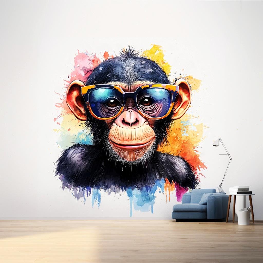 Alternate gallery view of Colorful Baby Chimpanzee Wall Sticker.